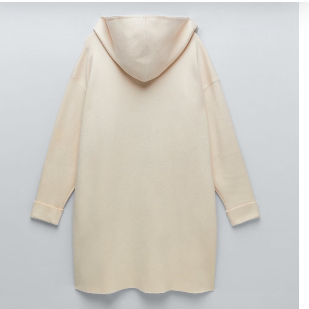 Zara Knit Coat Hoodie Hood Open Front Layers Lagenlook Cardigan - Picture 7 of 7
